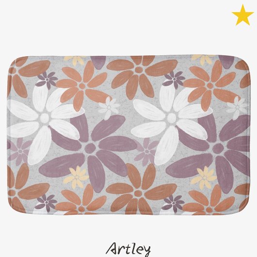 Pretty Floral Pattern Sapphic Lesbian Flag バスマット