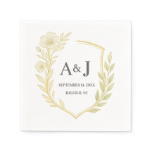 Pretty Floral Wedding Crest Monogram Laurel Wreath