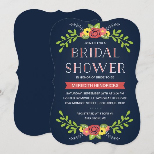 Pretty Florals | ブライズシャワー 招待状 (正面/裏面)