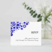 Pretty Florals ロイヤルブルー RSVP / 返信カード (スタンド正面)