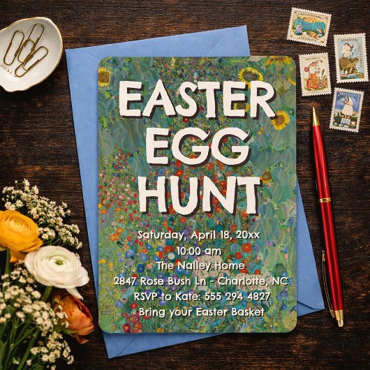 Pretty Flower Easter Egg Hunt Invitation 招待状