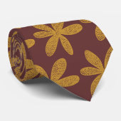 Pretty Flower - Golden Brown on Brown ネクタイ (ロール)