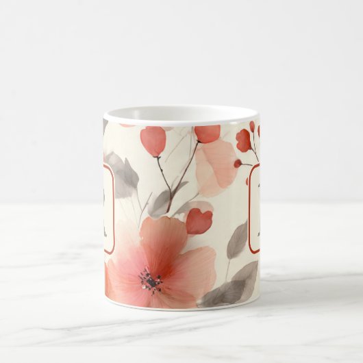Pretty Flower Monogram Template Personalized コーヒーマグカップ (中央)