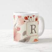 Pretty Flower Monogram Template Personalized ジャンボコーヒーマグカップ (正面右)