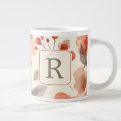 Pretty Flower Monogram Template Personalized ジャンボコーヒーマグカップ (右)