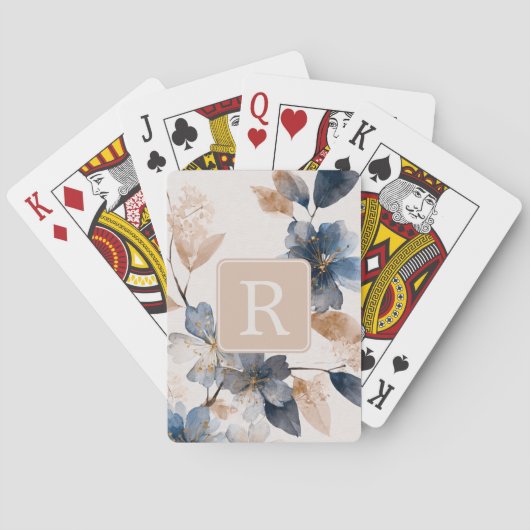 Pretty Flower Monogram Template Personalized トランプ (裏面)
