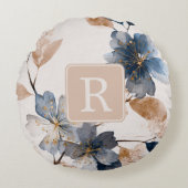 Pretty Flower Monogram Template Personalized ラウンドクッション (正面)