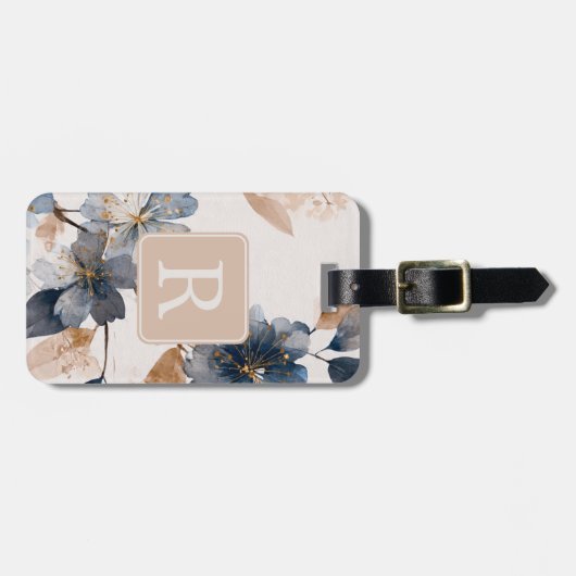 Pretty Flower Monogram Template Personalized ラゲッジタグ (正面横)
