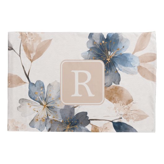 Pretty Flower Monogram Template Personalized 枕カバー (裏面)