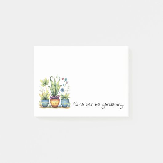 Pretty Flower Pots I'd Rather Be Gardening ポストイット (正面)