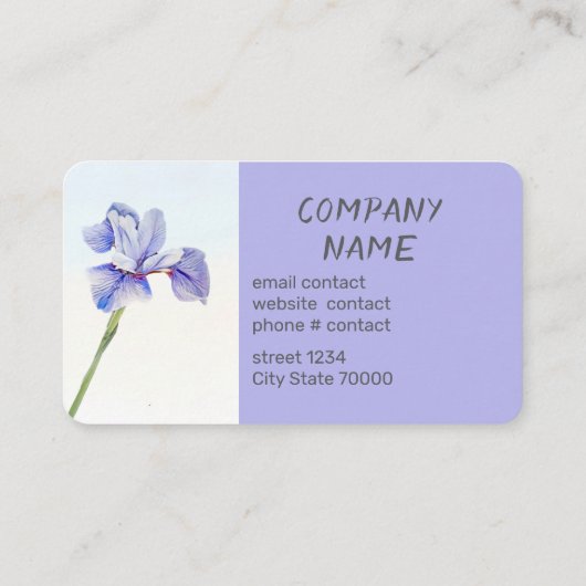 pretty flower purple Iris watercolor custom   名刺 (裏面)