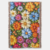 Pretty Flowers, Brightly Colored スローブランケット (正面縦)
