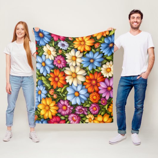 Pretty Flowers, Brightly Colored フリースブランケット (インサイチュ)