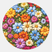 Pretty flowers, brightly colored, ラウンドシール (正面)