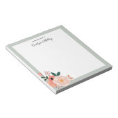 Pretty Flowers, Sage From the Desk of Personalized ノートパッド (アングル)