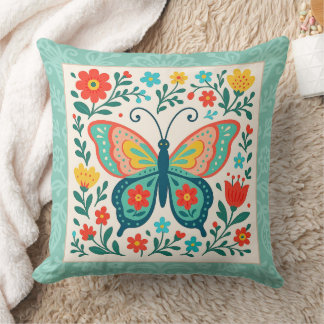 Pretty Folk Art Butterfly  クッション