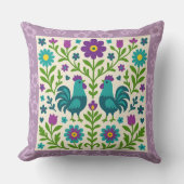 Pretty Folk Art Cockerel   クッション (正面)