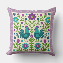 Pretty Folk Art Cockerel   クッション