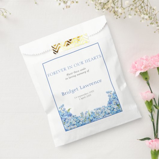 Pretty Forget-me-nots Funeral Seed Packet フェイバーバッグ (封をした状態)