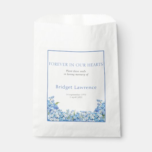 Pretty Forget-me-nots Funeral Seed Packet フェイバーバッグ (正面)