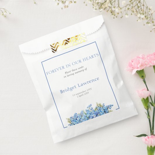 Pretty Forget-me-nots Funeral Seed Packet フェイバーバッグ (封をした状態)