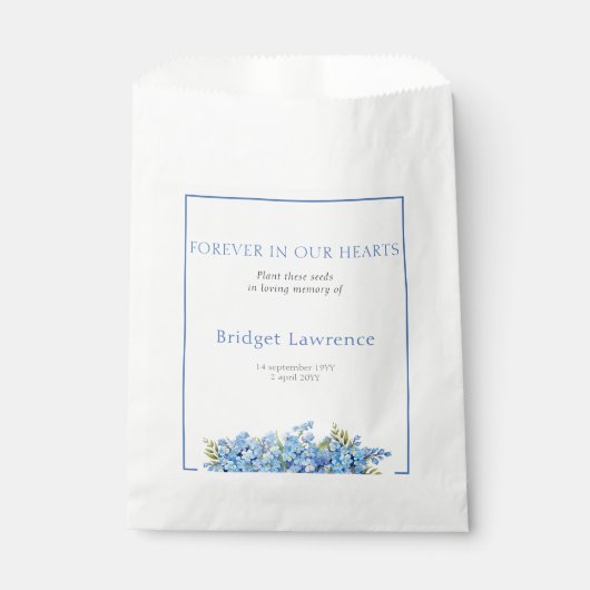 Pretty Forget-me-nots Funeral Seed Packet フェイバーバッグ (正面)