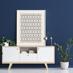 Pretty Geometric Line Work in Black and Cream ポスター