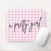 Pretty Girl Pink & White Mouse Pad マウスパッド (マウス)