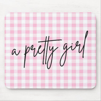 Pretty Girl Pink & White Mouse Pad マウスパッド