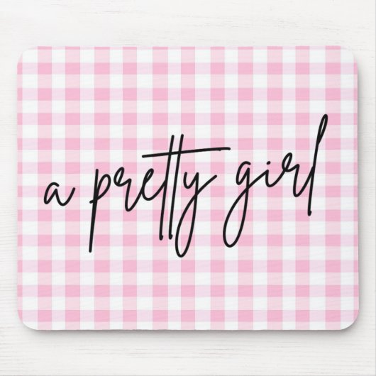 Pretty Girl Pink & White Mouse Pad マウスパッド (正面)
