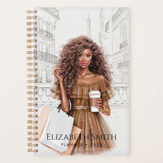 Pretty Girl with Coffee and Shopping Bags プランナー手帳 (正面)