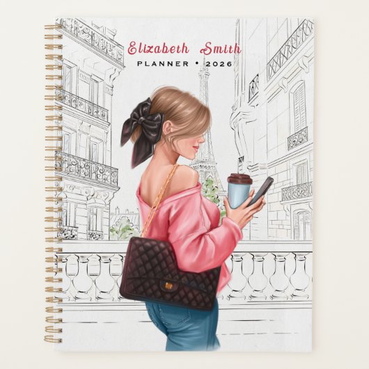 Pretty Girl with Coffee in Paris プランナー手帳 (正面)