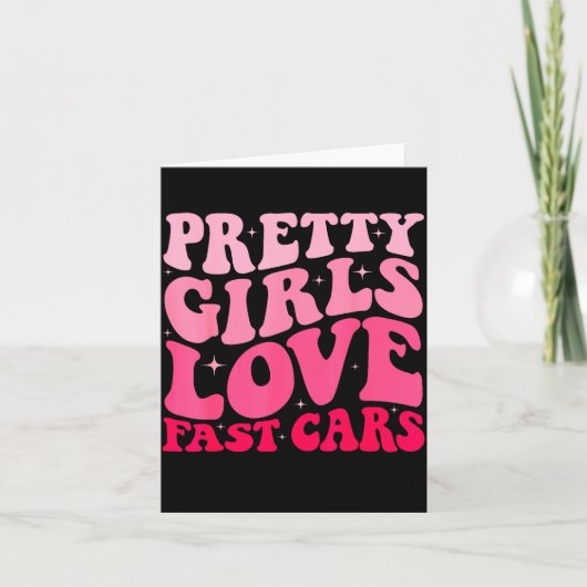 Pretty Girls Love Fast Funny Saying Jokes Retro Gr カード (正面)