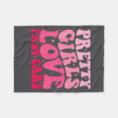 Pretty Girls Love Fast Funny Saying Jokes Retro Gr フリースブランケット (正面(横))