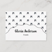 Pretty Girly Feminine Black White Bow Pattern 名刺 (正面)
