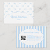Pretty Girly Feminine Blue Bow Stripe Pattern 名刺 (正面/裏面)