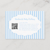 Pretty Girly Feminine Blue White Bow Stripes 名刺 (裏面)