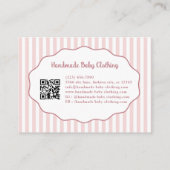 Pretty Girly Feminine Pink Bow Stripe Pattern 名刺 (裏面)