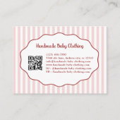 Pretty Girly Feminine Pink Red Bow Stripe Pattern 名刺 (裏面)