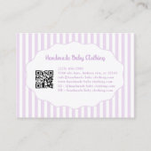 Pretty Girly Feminine Purple White Bow Stripes 名刺 (裏面)