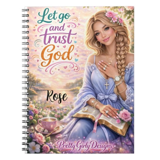 Pretty Girly Inspirational Floral Christian Bible ノートブック (正面)