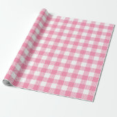 Pretty Girly Pink and White Buffalo Plaid Gingham ラッピングペーパー (アンロールド)