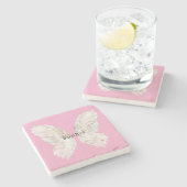 Pretty Girly Pink Butterfly Wings   ストーンコースター (横)
