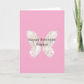 Pretty Girly Pink Butterfly Wings Birthday カード (正面)
