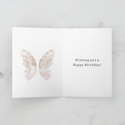 Pretty Girly Pink Butterfly Wings Birthday カード (内部)