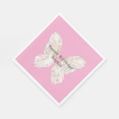 Pretty Girly Pink Butterfly Wings Birthday スタンダードランチョンナプキン (角)