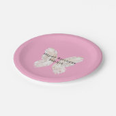 Pretty Girly Pink Butterfly Wings Birthday ペーパープレート (アングル)