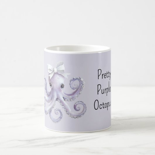 Pretty Girly Purple Octopus コーヒーマグカップ (中央)