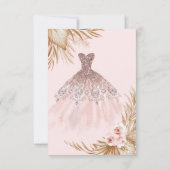 Pretty Glitter Dress,Pampas, ピンクのスイート16 受付 招待状 (裏面)