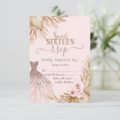 Pretty Glitter Dress,Pampas, Pink Sweet 16 RSVP 招待状 (スタンド正面)
